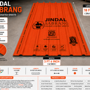 18 Feet Jindal Sabrang Colour Coated Roofing Sheet 0.45 MM