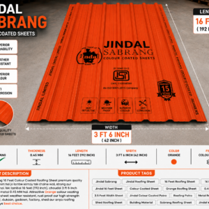 16 Feet Jindal Sabrang Colour Coated Roofing Sheet 0.45 MM
