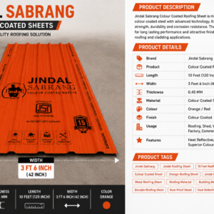 10 Feet Jindal Sabrang Colour Coated Roofing Sheet 0.45 MM