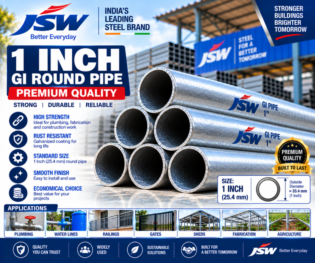 1 Inch GI Round Pipe