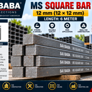 MS Square Bar 12 mm (12 × 12 mm) – 6 Meter Length