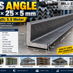 MS Angle 25 × 25 × 5 mm – 5.5 Meter Length
