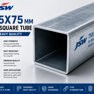 75×75 mm JSW GI Square Tube – Heavy Quality