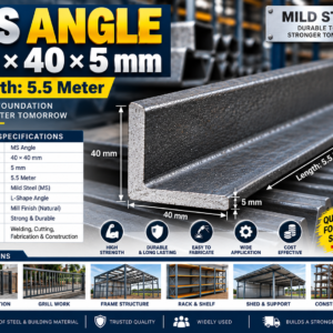 MS Angle 40 × 40 × 5 mm – 5.5 Meter Length