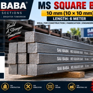 MS Square Bar 10 mm – 6 Meter Length