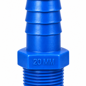 20 MM Plastic Male Threaded Hose Connector – Blue | Hose Nipple Adapter