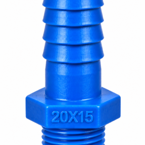 20 MM × 15 MM Plastic Male Threaded Hose Connector – Blue | Hose Nipple Adapter